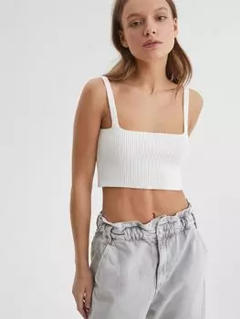 Кроп-топ бандо на бретелях, молочный