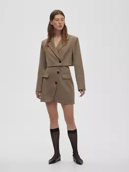 Кроп-жакет укороченный M/L, светлый хаки