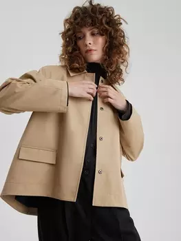 Куртка на кнопках из хлопка S, бежевый