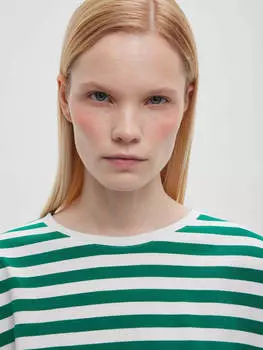 Лонгслив в полоску 0109 L, зелено-белый