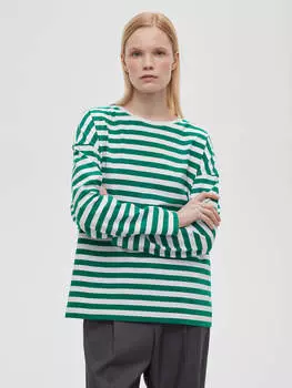 Лонгслив в полоску 0109 M, зелено-белый
