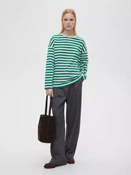 Лонгслив в полоску 0109 S, зелено-белый