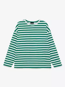 Лонгслив в полоску 0109 XS, зелено-белый