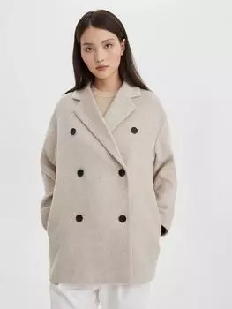 Пальто двубортное укороченное XS, бежевый