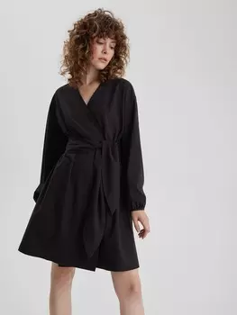 Платье миди с широким поясом M, черный