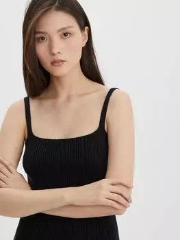 Платье с квадратным вырезом из вискозы, чёрный