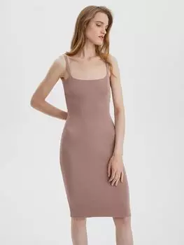 Платье с квадратным вырезом из вискозы, розовый