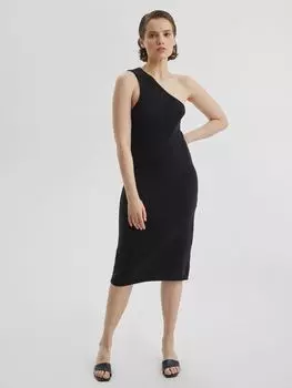 Платье трикотажное ассиметричное, черный