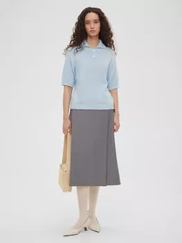 Поло женское с коротким рукавом из хлопка в полоску, цвет – голубой