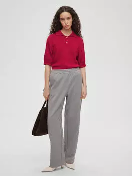 Поло женское с коротким рукавом из хлопка в полоску, цвет – красный