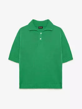 Поло женское с коротким рукавом из хлопка в полоску, цвет – зеленый