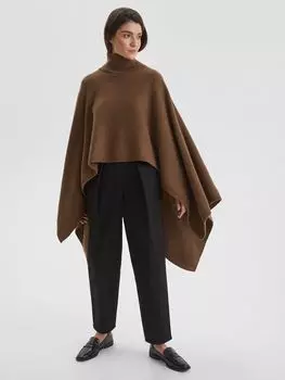 Пончо с высоким воротом, светло-коричневый