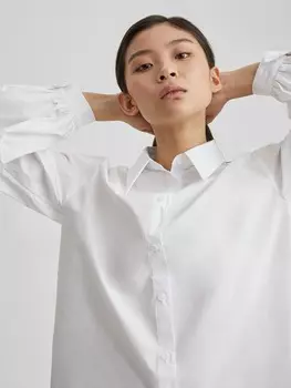 Рубашка с объемными рукавами L, белый