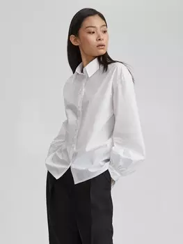 Рубашка с объемными рукавами S, белый