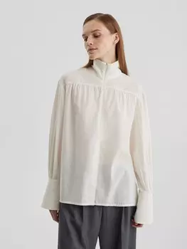 Рубашка с воротником стойка S, молочный