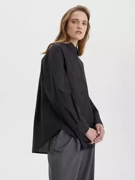 Рубашка свободного кроя с защипами M/L, чёрный