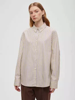 Рубашка свободного кроя в полоску 0187 XS/S, желто-фиолетовый