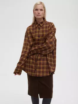 Рубашка в клетку 0164 M/L, желто-коричневый