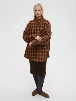 Рубашка в клетку 0164 XS/S, желто-коричневый