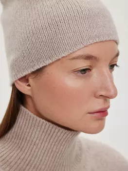Шапка из кашемира и шерсти без отворота, бежевый