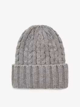 Шапка женская крупной вязки с косами, цвет – серый