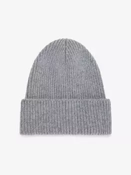 Шапка в рубчик с ангорой, серый