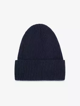 Шапка в рубчик с ангорой, синий