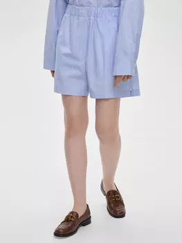 Шорты короткие из хлопка в полоску 0141 S, светло-голубой