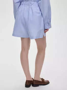 Шорты короткие из хлопка в полоску 0141 M, светло-голубой