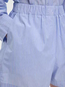 Шорты короткие из хлопка в полоску 0141 L, светло-голубой