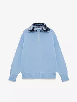 Свитер с замком крупной вязки, голубой