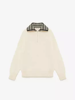 Свитер с замком крупной вязки, молочный