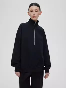 Свитшот из футера с замком XS, черный