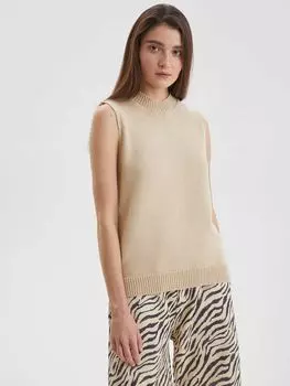 Топ женский без рукавов из хлопка, цвет – бежевый