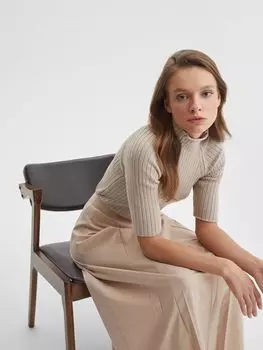 Топ лапша с коротким рукавом, бежевый