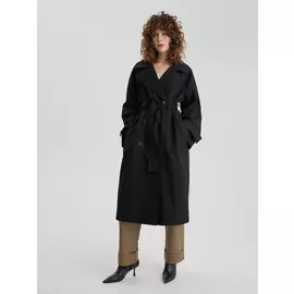 Тренч двубортный свободного кроя XS, черный