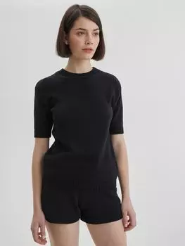 Вязаная футболка из хлопка L, черный