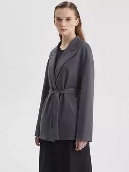 Жакет свободного кроя с поясом M/L, серый