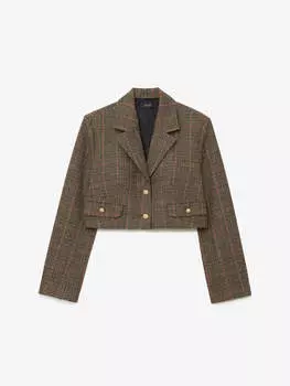 Жакет женский укороченный с клапанами, цвет – коричневый