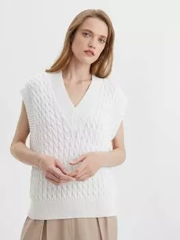 Жилет из хлопка с косами M/L, белый