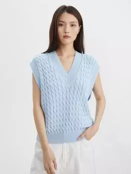 Жилет из хлопка с косами XS/S, голубой