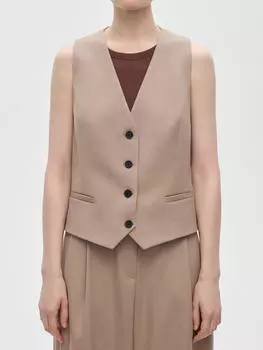 Жилет из костюмной ткани L, серо-бежевый