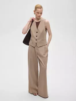 Жилет из костюмной ткани S, серо-бежевый