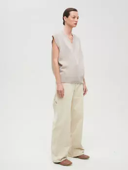 Жилет женский с V-образным вырезом из кашемира, цвет – бежевый