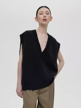 Жилет с V-образным вырезом M/L, черный