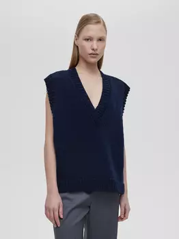 Жилет с V-образным вырезом M/L, темно-синий