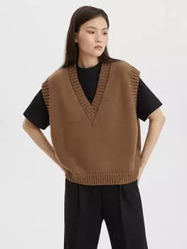 Жилет с V-образным вырезом XS/S, кофейный
