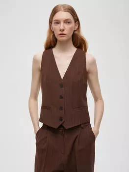 Жилет в полоску 0186 XS, коричневый