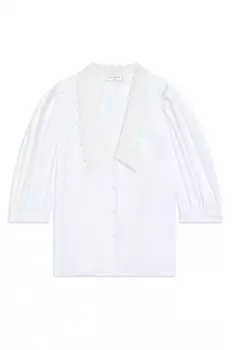 Белая рубашка из хлопка с кружевом на воротнике