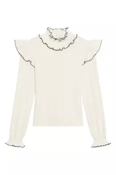 Блузка цвета экрю с оборками